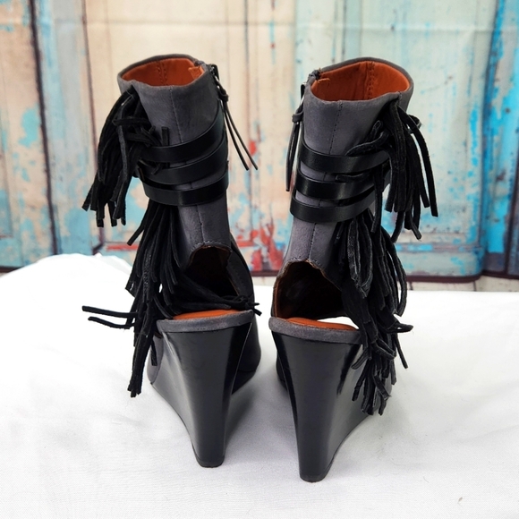 Rebecca Minkoff STEVIE Leather Peep-Toe Fringe Boot Bootie - Picture 4 of 8